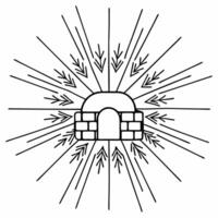 Glowing figure building a snow fort with neon lights concept as A glowing abstract figure builds a snow fort illuminated by neon lights and surrounded by radiant digital snowflakes Squre vector
