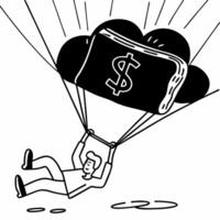 Glowing holographic wallet and dollar sign floating on a glossy white surface with ample copy space concept as A modern image featuring a floating holographic wallet and dollar sig Squre vector