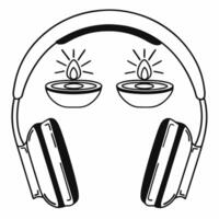 Headphones with Bhai Dooj glowing diya concept as A pair of futuristic headphones with two floating glowing diyas symbolizing Bhai Dooj The scene has a clean white background and Squre vector
