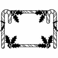 Holly leaves and candy cane border with copy space concept as A festive border with holly leaves on one side and a candy cane on the other creating a cheerful frame for winter prom Squre vector