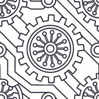 Hightech techno circuits tile pattern with detailed schematic elements and digital line art creating a seamless design isolated white balance concept as Detailed schematic elements Squre vector