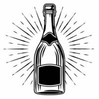 Holographic Champagne Bottle Foil concept as Wide shot of a holographic champagne bottle foil against a plain white background with copy space Camera captures the sleek futuristic Squre Set 2 vector