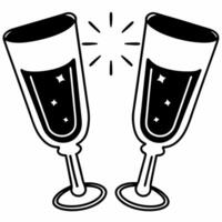 Holographic Champagne Flutes concept as Wide shot of two holographic champagne flutes filled with a glowing effervescent liquid set against a plain white background with copy space Squre vector