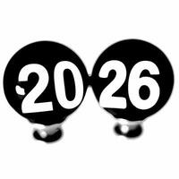 Holographic Countdown Orbs concept as Close up of two holographic orbs displaying a glowing countdown to the new year 2026 against a plain white background with ample copy space C Squre vector