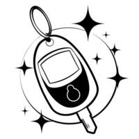 Holographic diabetes awareness keychain and glucose meter concept as A futuristic and glossy photo featuring a holographic diabetes awareness keychain and a glucose meter both isol Squre Set 2 vector