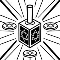 Holographic dreidel and Hanukkah coins with copy space on glowing background concept as A glowing holographic dreidel and Hanukkah coins floating on a glossy background with clear Squre vector