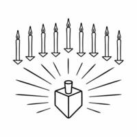 Holographic dreidel and Hanukkah candles with copy space on glossy background concept as A glowing holographic dreidel and Hanukkah candles floating on a glossy background offering Squre vector