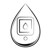 Holographic glucometer and blood drop icon on white background concept as A sleek and glossy photo featuring a holographic glucometer and a blood drop icon both isolated on a white Squre Set 2 vector