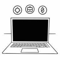 Holographic Laptop with Floating Demand and Payment Icons concept as A laptop displayed on a glossy white surface with holographic demand and payment icons floating above The desi Squre Set 2 vector