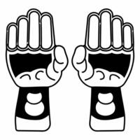 Holographic raised hands with glowing rights symbols copy space on side concept as A pair of holographic hands raised with glowing human rights symbols floating on an isolated whit Squre vector