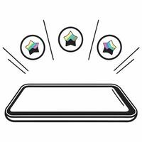 Holographic Smartphone with Floating Promotion Icons concept as A smartphone on a glossy white surface with holographic promotion icons floating around the device The design is cl Squre vector