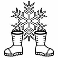Holographic snowflake and glowing boots with copy space concept as A glowing pair of winter boots sits alongside a holographic snowflake isolated on a white background The design Squre vector