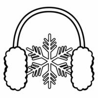 Holographic snowflake and glowing earmuffs with copy space concept as A floating pair of glowing earmuffs sits next to a holographic snowflake isolated on a white background This Squre vector