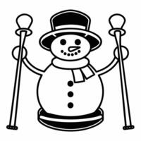 Holographic snowman and glowing ski poles with copy space concept as A floating holographic snowman is paired with glowing ski poles isolated on a white background This winter sce Squre vector
