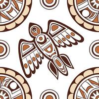 Incorporate Aboriginal Canadian art elements into a seamless tile design focusing on totemic symbols and earthy color palettes Clean vector