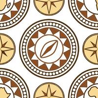 Incorporate local African village symbols into seamless tile patterns focusing on storytelling motifs and earthy color schemes Clean vector