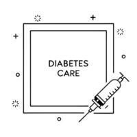Insulin syringe and insulin pump border frame with Diabetes Care text concept as A clear and balanced border frame featuring an insulin syringe and an insulin pump positioned at op Squre vector