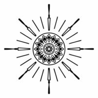 Isolated Abstract Sparklers and Mandala concept as A design featuring abstract sparklers intertwined with a traditional mandala both elements isolated on a white background Squre vector