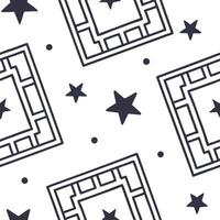 Invent seamless sci fi labyrinths using futuristic geometry star patterns and negative white space for immersive next gen brand visuals concept as Incorporate labyrinthine structur Squre vector