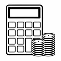 Isolated Calculator and Coin Pile concept as A design featuring a calculator next to a pile of coins isolated on a white background The image represents spending savings an Squre vector