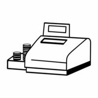 Isolated Cash Register and Coin Stack concept as A design featuring a cash register with a stack of coins isolated on a white background The image represents spending and p Squre vector