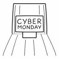 Isolated Cyber Monday glowing banner with sale details concept as A glowing Cyber Monday banner with floating sale details isolated on a white background The modern minimalist des Squre vector