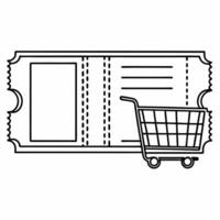 Isolated Coupon Ticket and Shopping Cart concept as A minimalist featuring a coupon ticket paired with a shopping cart isolated on a white background The design highlights Squre vector