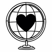 Isolated globe with a heart in the center symbolizing global love and human rights concept as A of a globe with a heart in the center isolated on a white background symboliz Squre vector