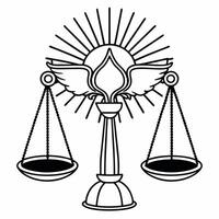 Isolated dove with glowing scales of justice symbolizing peace and fairness for Human Rights Day concept as A of a peace dove holding glowing scales of justice isolated on a Squre vector