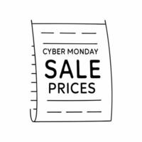 Isolated glowing shopping list with Cyber Monday sale prices concept as A floating glowing shopping list with Cyber Monday sale prices isolated on a white background The design is Squre vector