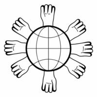 Isolated globe with raised hands symbolizing global unity for Human Rights Day concept as A of a globe surrounded by raised hands isolated on a white background The design Squre vector