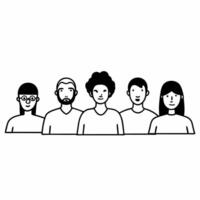 Isolated group of diverse people icons symbolizing diversity and inclusion for Human Rights Day concept as A of a group of diverse people icons isolated on a white backgroun Squre vector