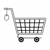 Isolated glowing shopping cart with floating price tag for Cyber Monday concept as A glowing shopping cart with a floating price tag isolated on a white background The minimalisti Squre vector