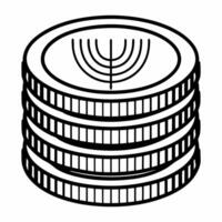 Isolated Hanukkah gelt stack on white background concept as A stack of Hanukkah gelt isolated on a white background ideal for infographics about Jewish customs or holiday tradition Squre vector