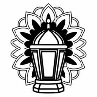 Isolated Lantern and Rangoli Lines concept as A illustration featuring a traditional lantern paired with abstract Rangoli lines both elements isolated on a white background Squre vector