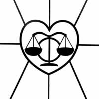 Isolated heart with scales of justice inside symbolizing love and justice for Human Rights Day concept as A of a heart with scales of justice inside isolated on a white back Squre vector