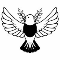 Isolated peace dove with olive branch symbolizing peace for Human Rights Day concept as A of a peace dove holding an olive branch isolated on a white background symbo Squre vector
