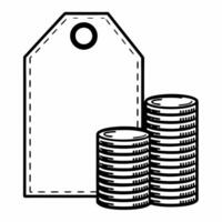 Isolated Price Tag and Coin Stack concept as A minimalist design featuring a price tag and a stack of coins isolated on a white background The design emphasizes reta Squre vector
