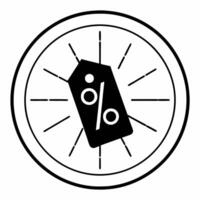 Isolated price tag with glowing percentage icon for Cyber Monday concept as A glowing percentage icon placed on a sleek isolated price tag for Cyber Monday sales The minimalist de Squre vector