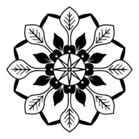Isolated Rangoli and Leaf Elements concept as A design featuring a Rangoli pattern combined with abstract leaf elements both isolated on a white background The composition Squre vector