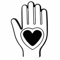 Isolated raised hand with heart inside symbolizing compassion and support for Human Rights Day concept as A of a raised hand with a heart inside the palm isolated on a white Squre vector