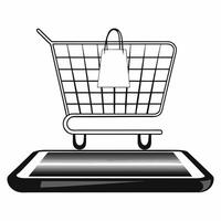 Isolated shopping cart with a glowing sale tag for Cyber Monday concept as A sleek futuristic shopping cart icon paired with a glowing sale tag floating on an isolated white backgr Squre vector