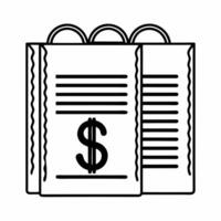 Isolated Shopping Receipt and Dollar Sign concept as A minimalist featuring a shopping receipt paired with a dollar sign isolated on a white background The design highlight Squre vector