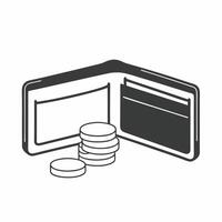 Isolated Wallet and Coin Stack concept as A sleek illustration of an open wallet with a stack of coins beside it isolated on a white background The image represents spendin Squre vector