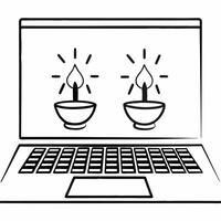 Keyboard with floating Bhai Dooj candles concept as A computer keyboard with two holographic Bhai Dooj candle symbols hovering above it adding a festive glow to the scene The setu Squre vector