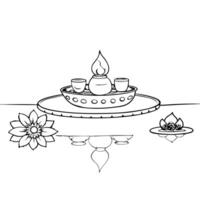 Labh Pancham diya and rangoli border frame with copy space concept as A festive border frame featuring a Labh Pancham diya and a rangoli pattern on opposite corners creating an inv Squre Set 4 vector
