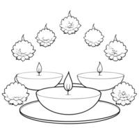 Labh Pancham diya and rangoli pattern border frame with copy space concept as A clean and elegant border frame featuring a Labh Pancham diya and rangoli pattern on opposite corners Squre vector