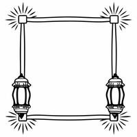 Lantern and Sparkler Border with Copy Space concept as A border frame that features a traditional lantern on one side and glowing sparklers on the other with generous copy space in Squre vector