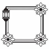 Lantern and Floral Border with Copy Space concept as A minimalist border frame featuring a traditional lantern on one side and floral designs on the other with ample copy space in Squre vector