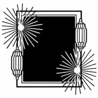 Lantern and Sparkler Lines Border with Copy Space concept as A sleek border frame featuring a traditional lantern on one side and abstract sparkler lines on the other with ample co Squre vector